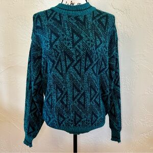 Vintage JON1E Teal Patterned Sweater